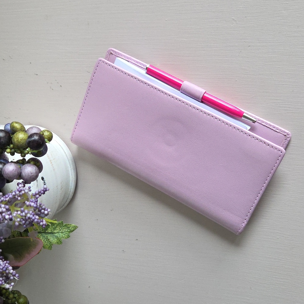 COACH Lavander Repurposed Checkbook Cover for Notepad & Pen